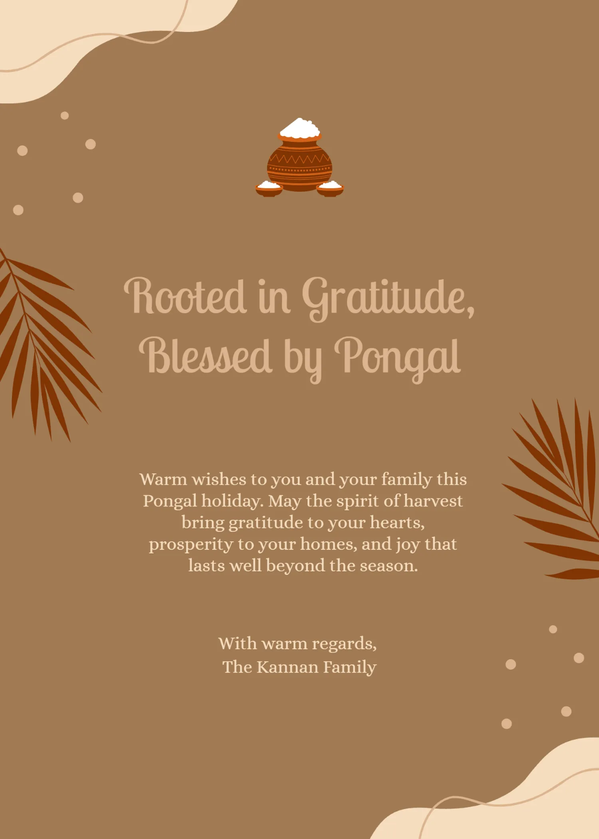 Free Aesthetic Pongal Wishes Template to Edit Online