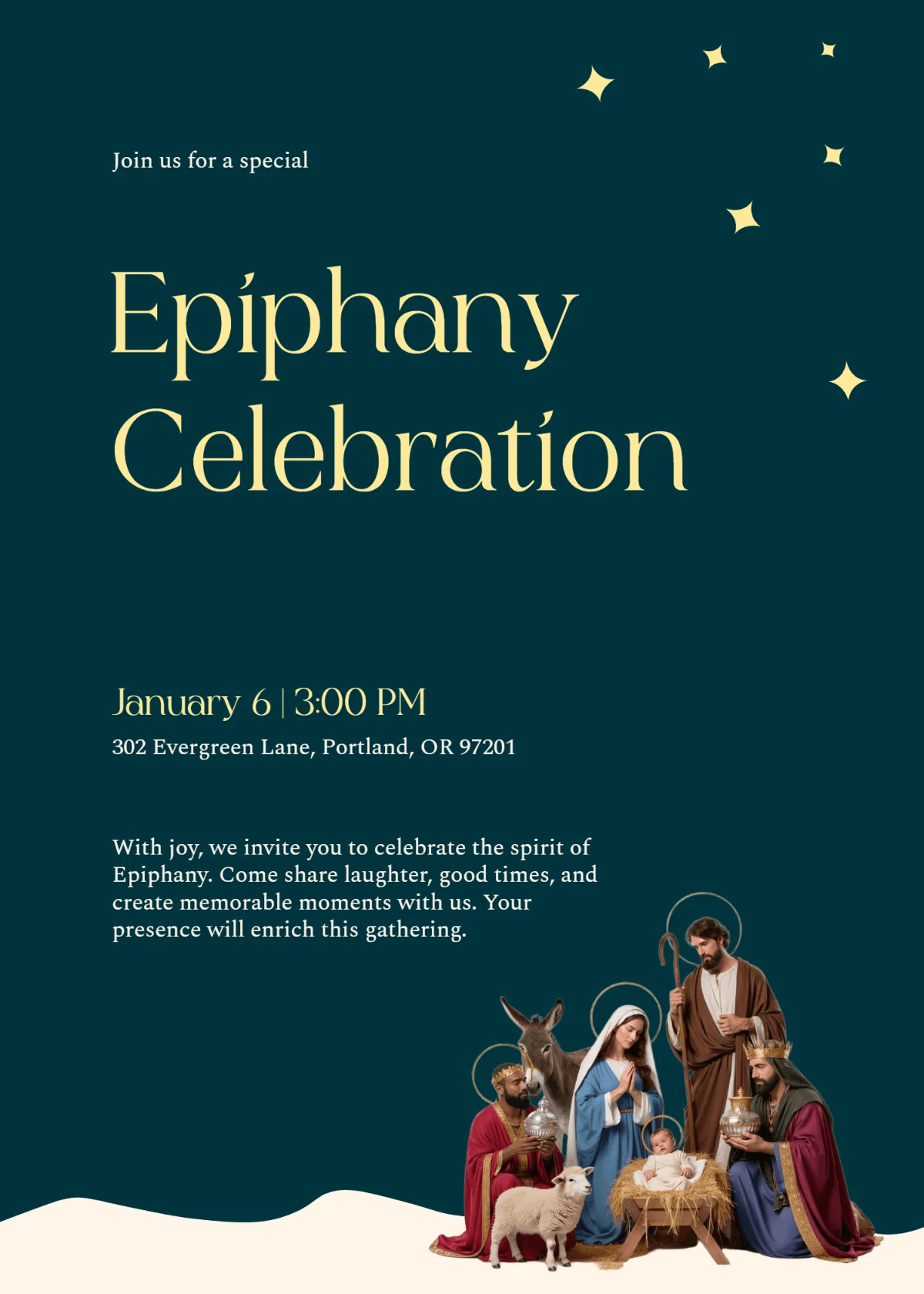 Free Epiphany Celebration Invitation Template to Edit Online
