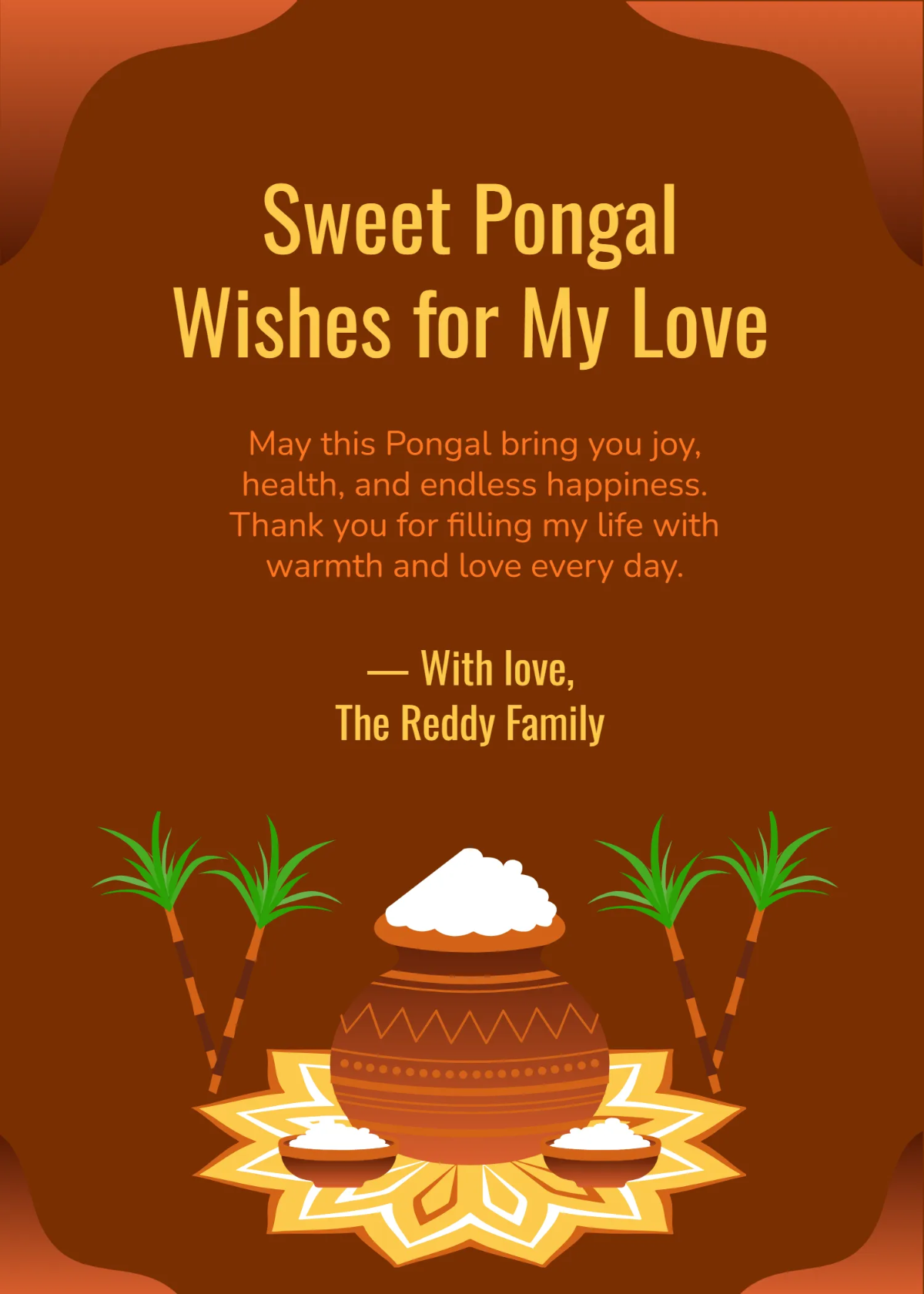 Free Happy Pongal Wishes for Husband Template to Edit Online