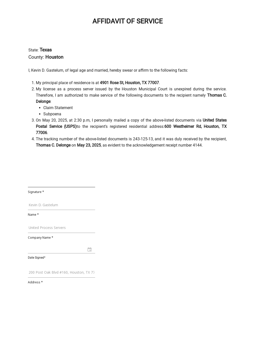 Free Sample Affidavit of Employment Template - Google Docs, Word ...