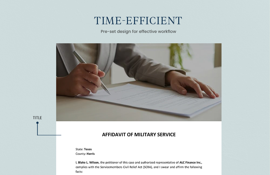 Affidavit of Military Service Template