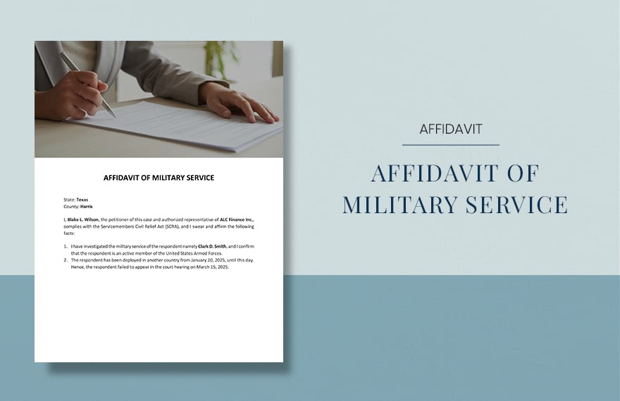 Affidavit of Military Service Template in Word, Google Docs, Apple Pages