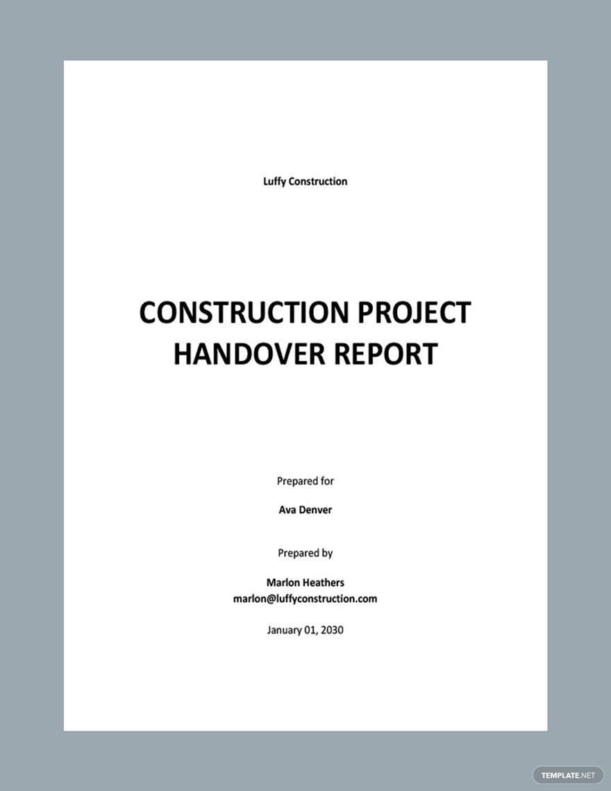 Editable Handover Report Template
