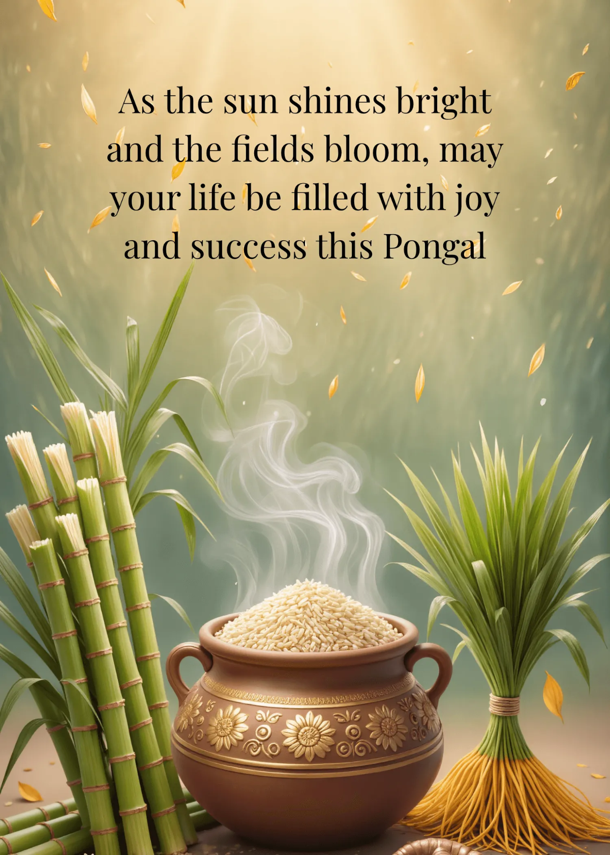 Free Elegant Pongal Wishes Template to Edit Online