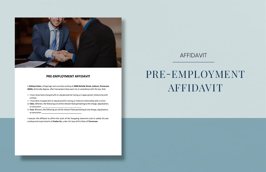Pre-Employment Affidavit Template in Word, Google Docs, Apple Pages