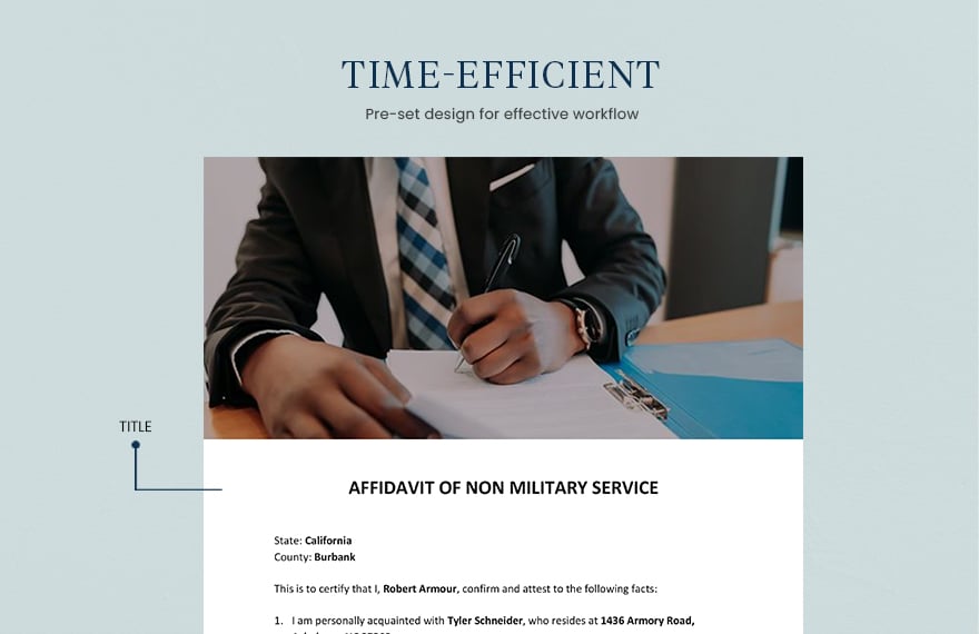 Affidavit of Non Military Service Template