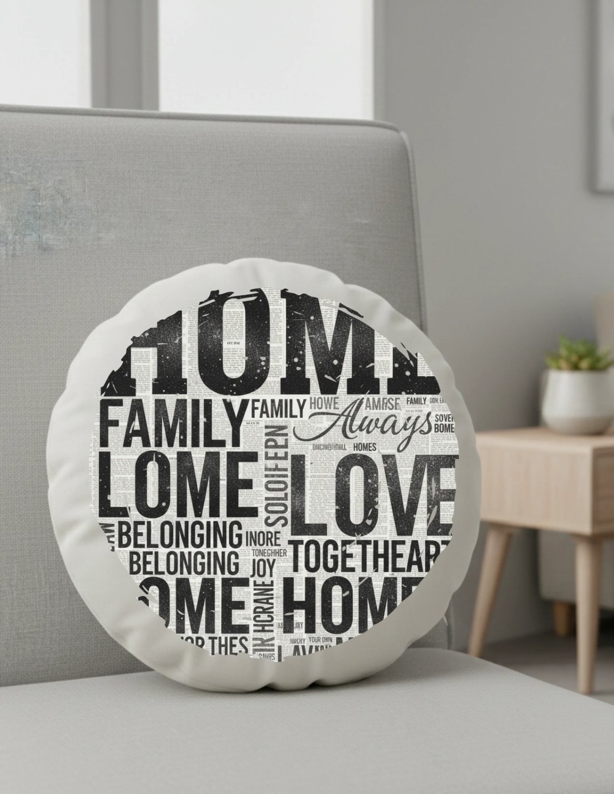 Free Round Layout Pillow Mockup Template to Edit Online