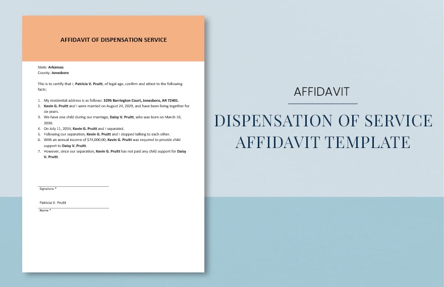 Dispensation of Service Affidavit Template
