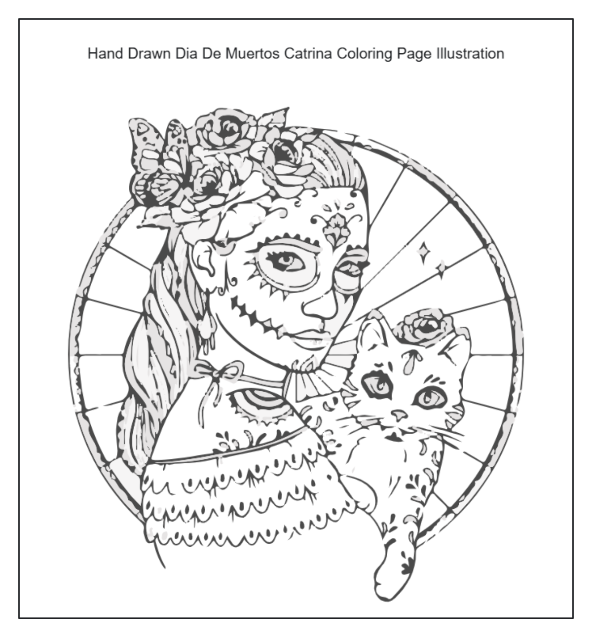 Free Hand Drawn Dia De Muertos Catrina Coloring Page Illustration to Edit Online