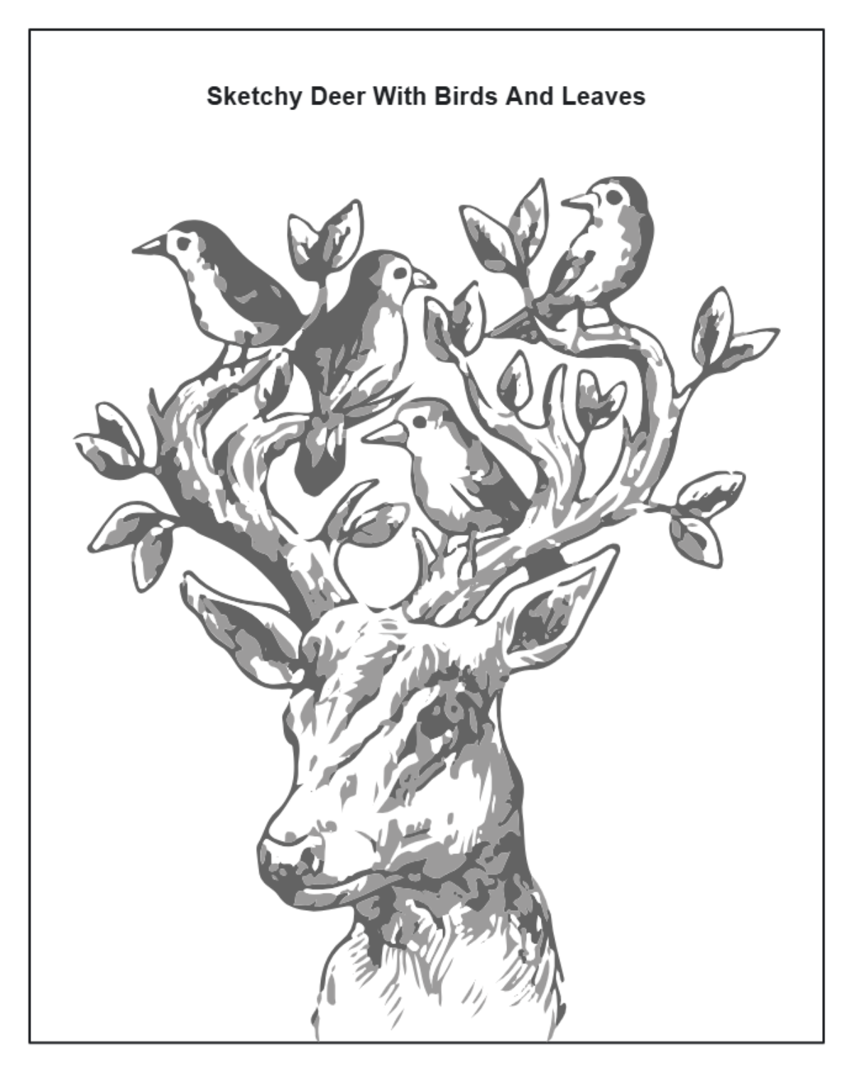 Free Sketchy Deer With Birds And Leaves to Edit Online