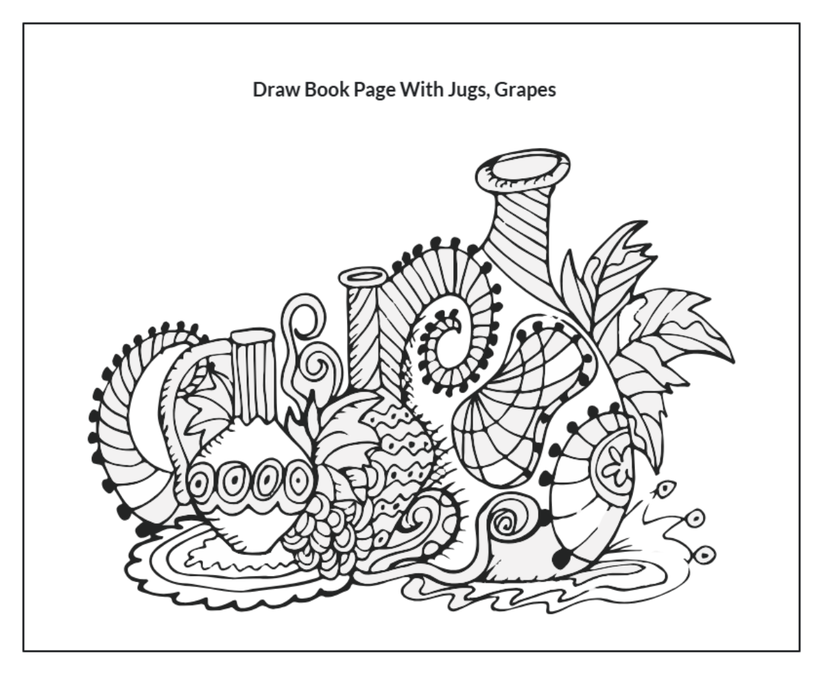 Free Draw Book Page With Jugs, Grapes to Edit Online