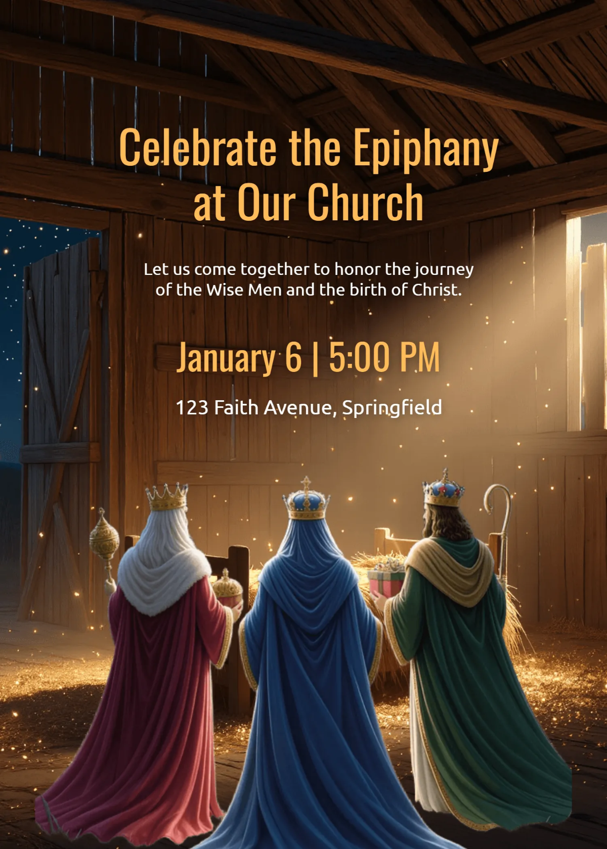Free Epiphany Church Invitation Template to Edit Online