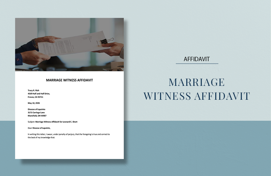 Marriage Witness Affidavit Template in Word, Google Docs