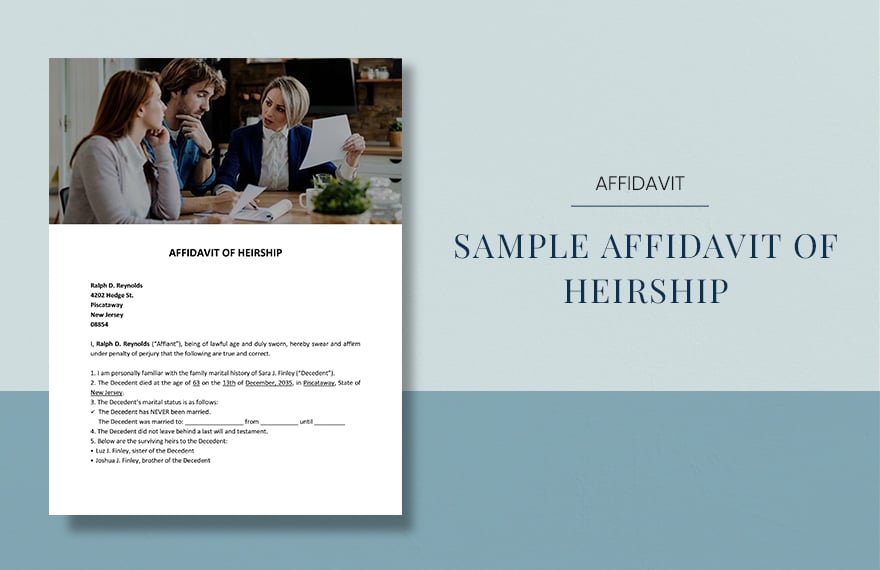 Sample Affidavit of Heirship Template in Word, Google Docs, Apple Pages
