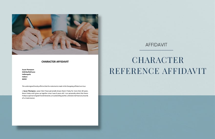 Character Reference Affidavit Template