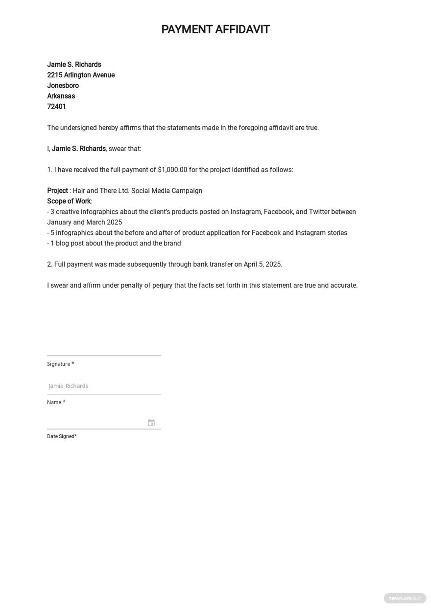 Character Affidavit Sample Template - Google Docs, Word | Template.net