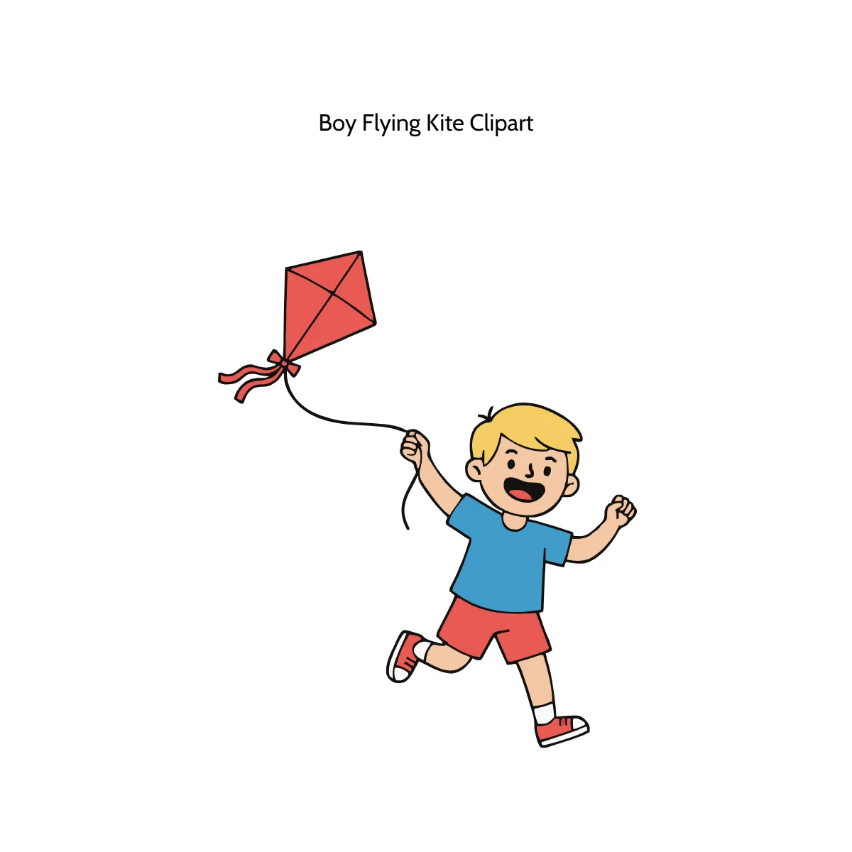 Free Boy Flying Kite Vector Clipart (PNG, SVG) to Edit Online