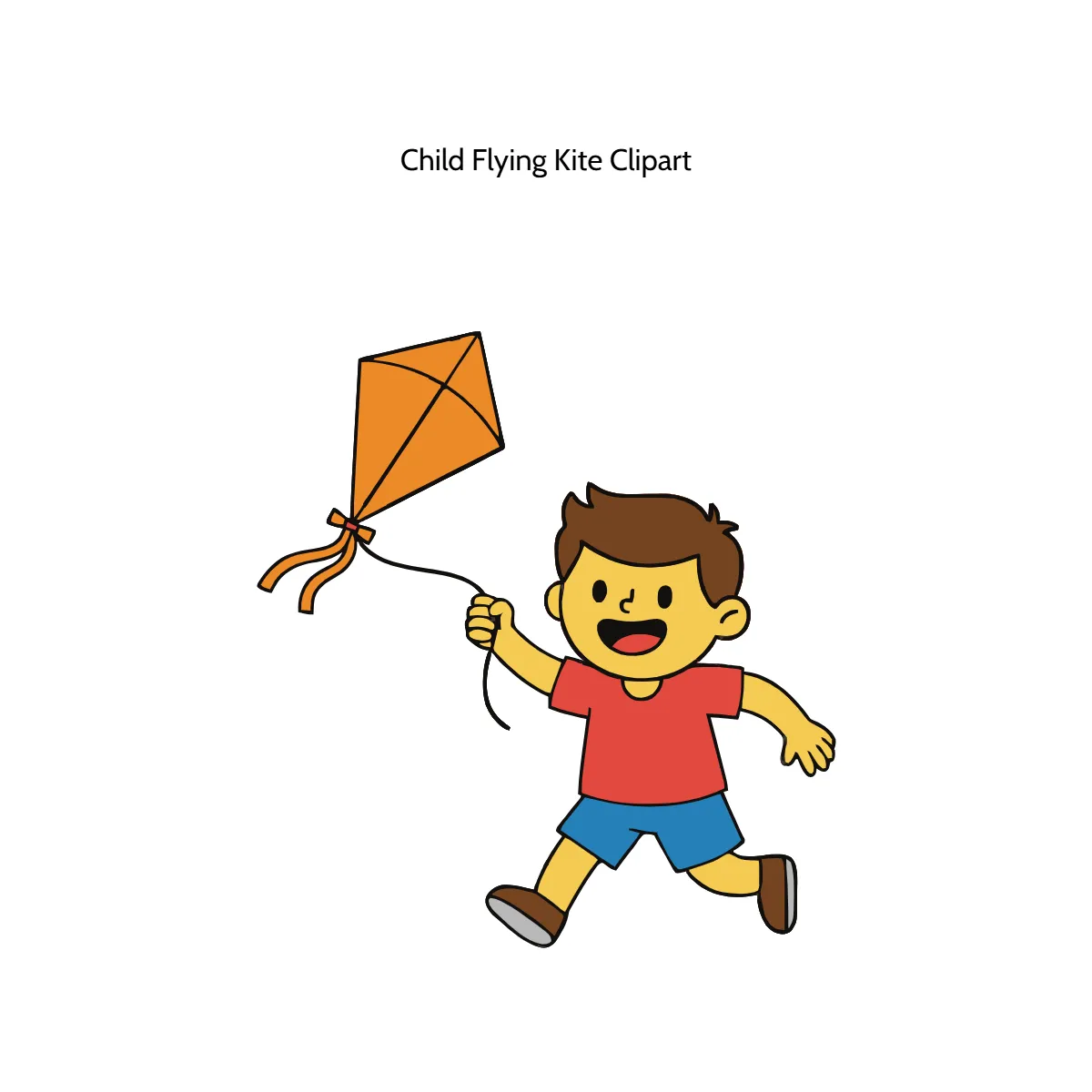 Free Child Flying Kite Vector Clipart (PNG, SVG) to Edit Online