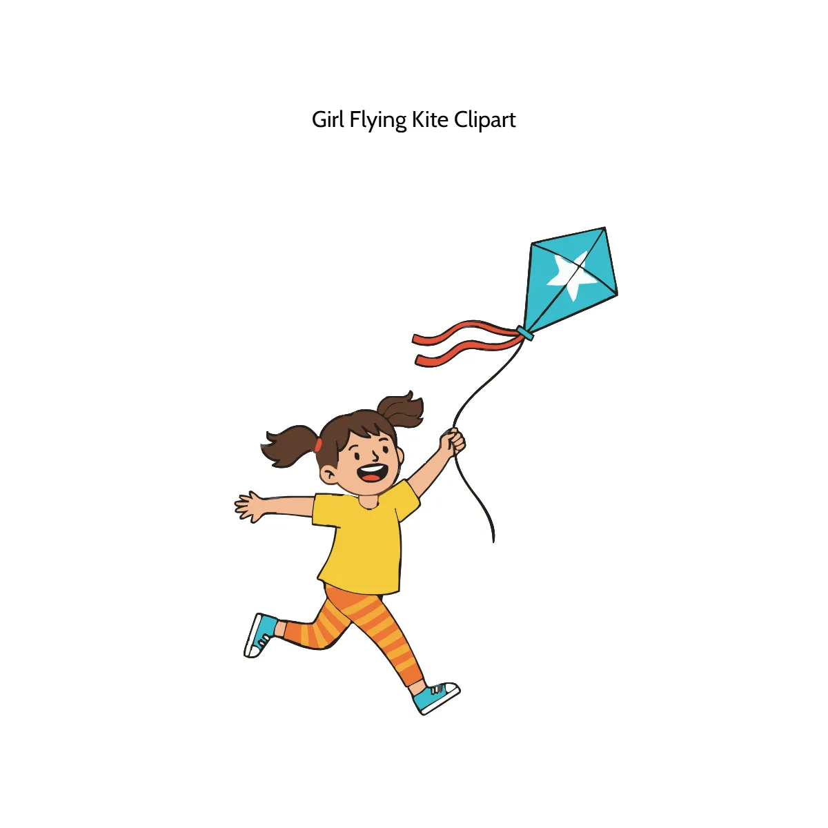 Free Girl Flying Kite Vector Clipart (PNG, SVG) to Edit Online