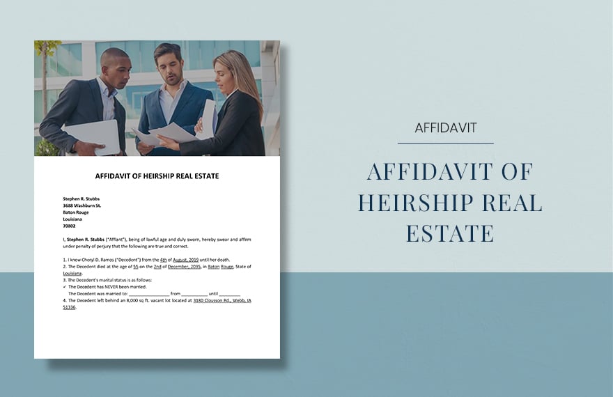 Free Affidavit of Heirship Real Estate Template