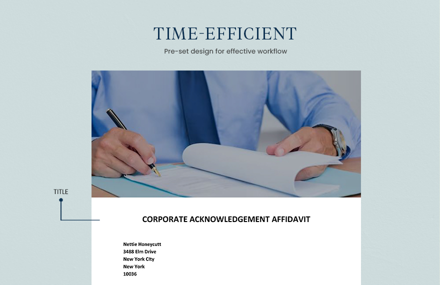 Corporate Acknowledgement Affidavit Form Template