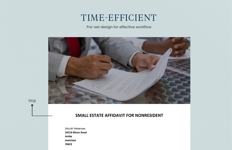 Small Estate Affidavit For Nonresident Template