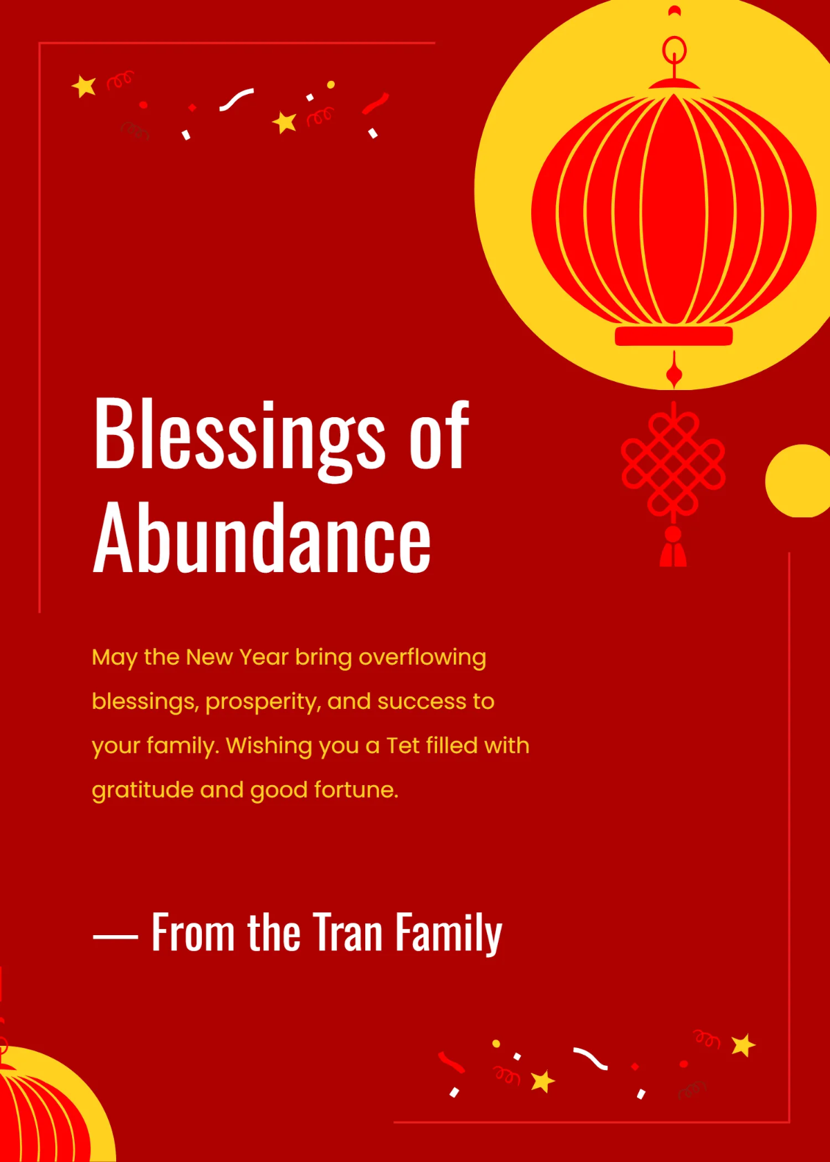 Free Abundant Blessings Tet Wishes Template to Edit Online