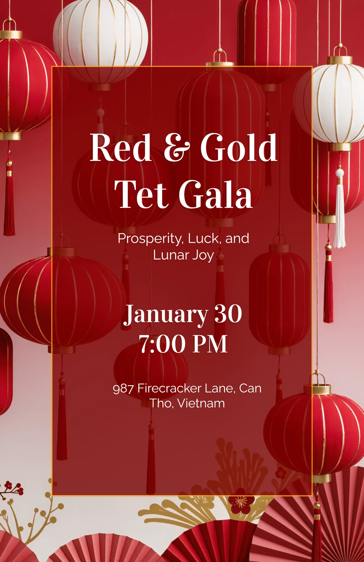 Free Red and Gold Tet Poster Template to Edit Online