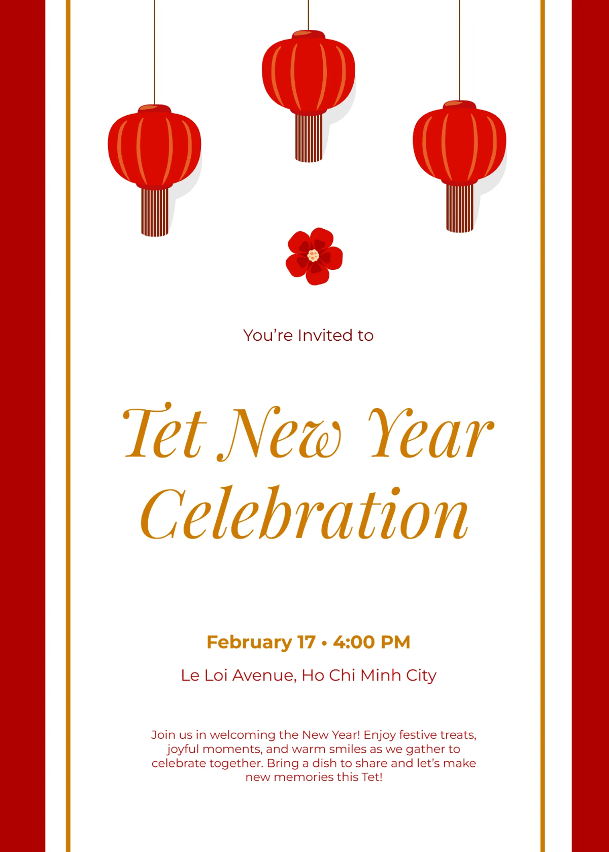 Free Tet Festive Invitation Template to Edit Online