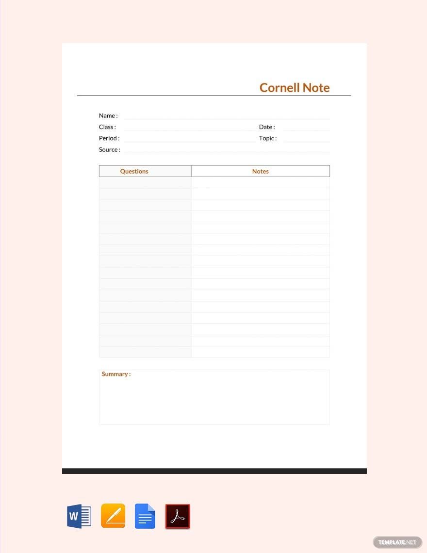 Cornell Notes Layout Google Docs