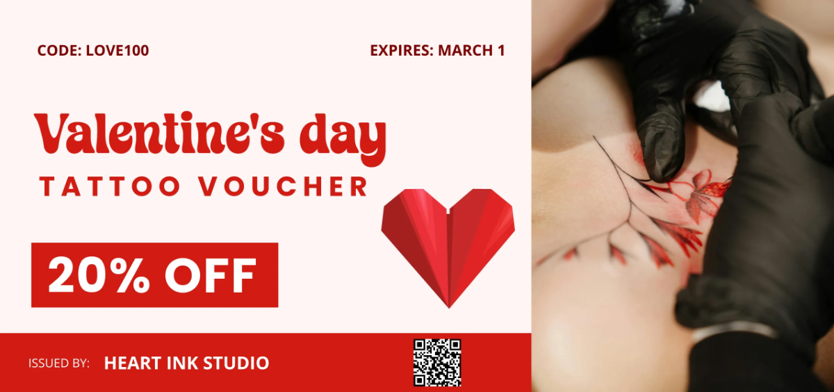 Free Valentines Day Tattoo Voucher Template to Edit Online