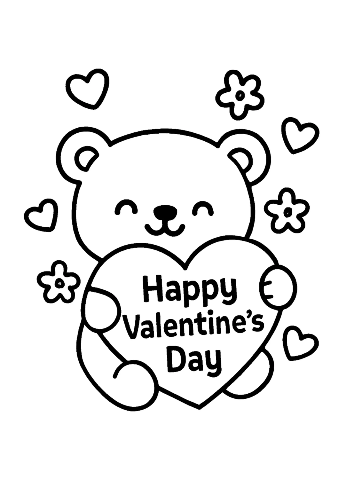 Free Valentines Day Coloring Page Drawing Template to Edit Online