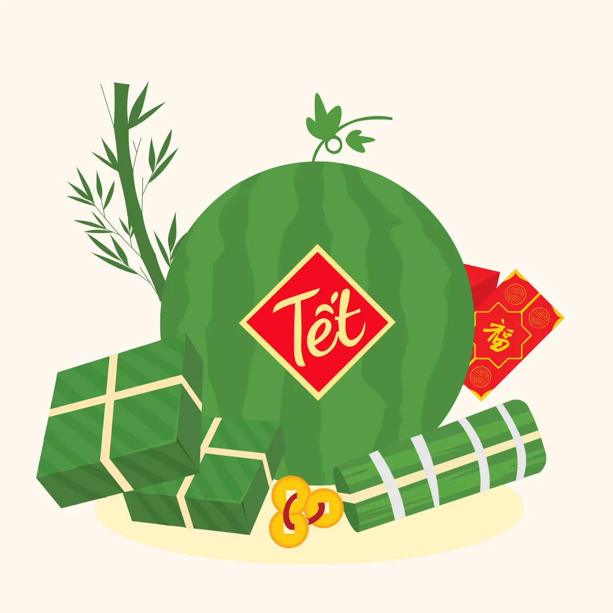 Free Tet New Year Day Clip Arts Template to Edit Online