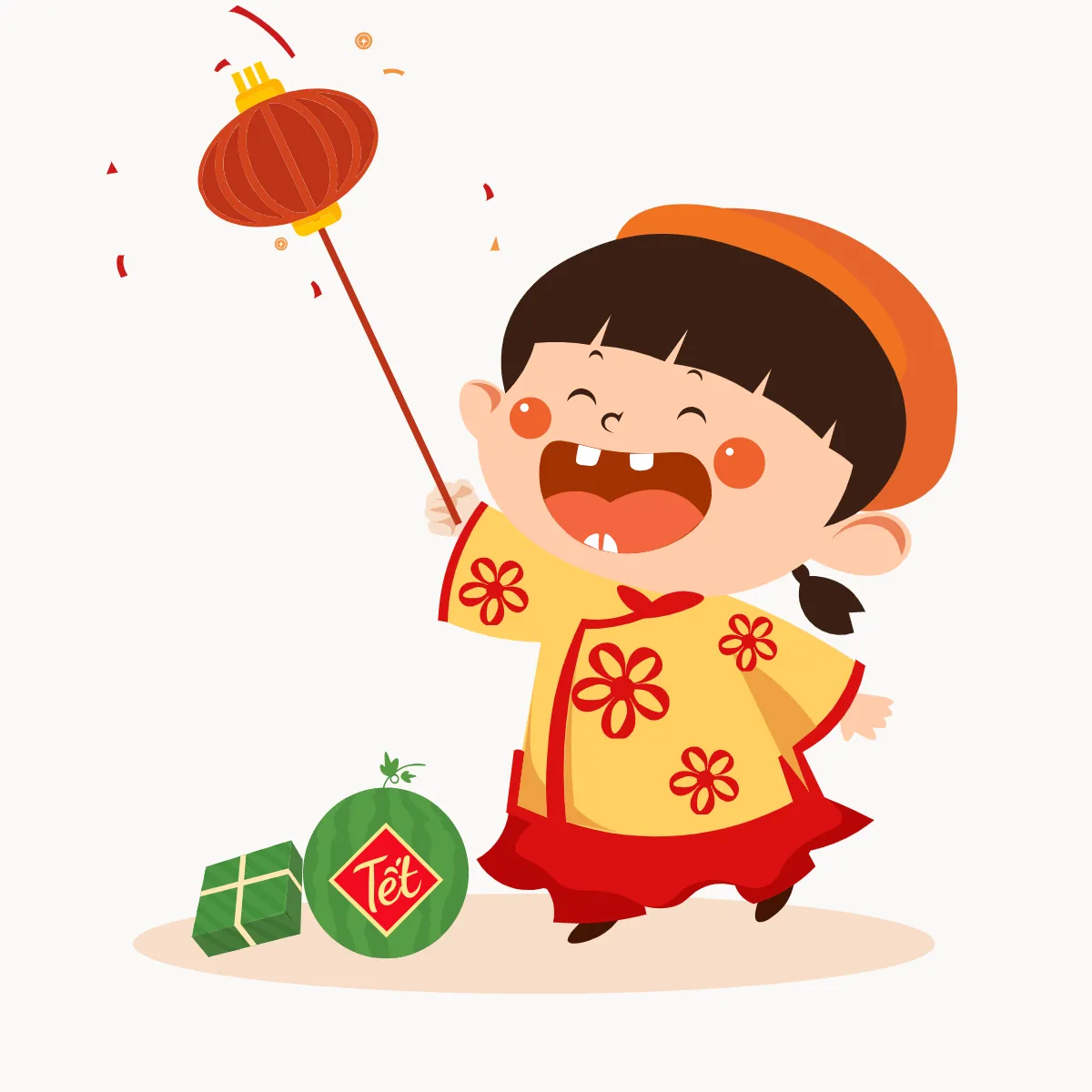 Free Tet New Year Day Kids Clip Arts Template to Edit Online