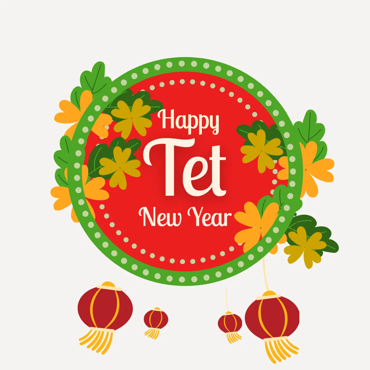 Free Vietnamese Tet New Year Day Clip Arts Template to Edit Online