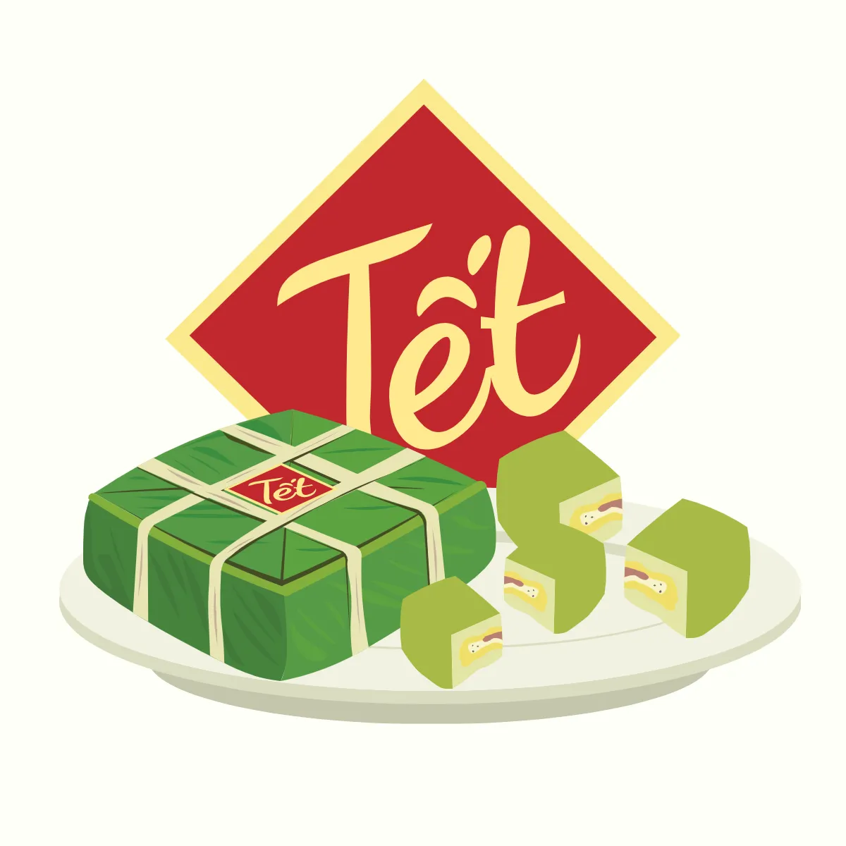 Free Traditional Food Tet New Year Day Clip Arts Template to Edit Online