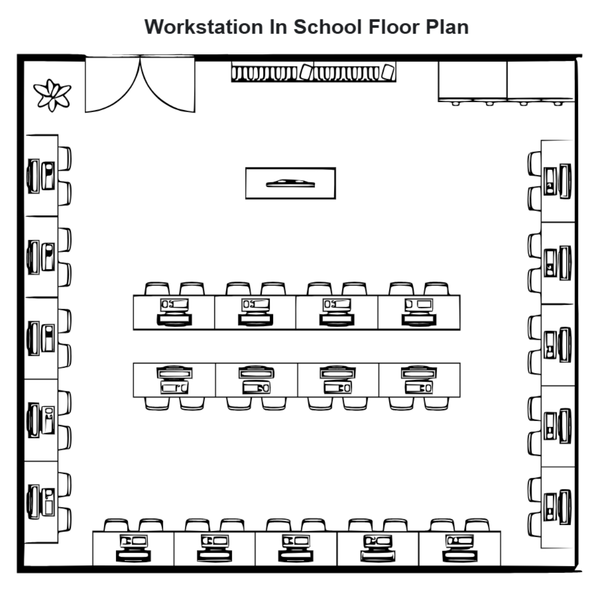 Free Workstation In School Floor Plan Template to Edit Online