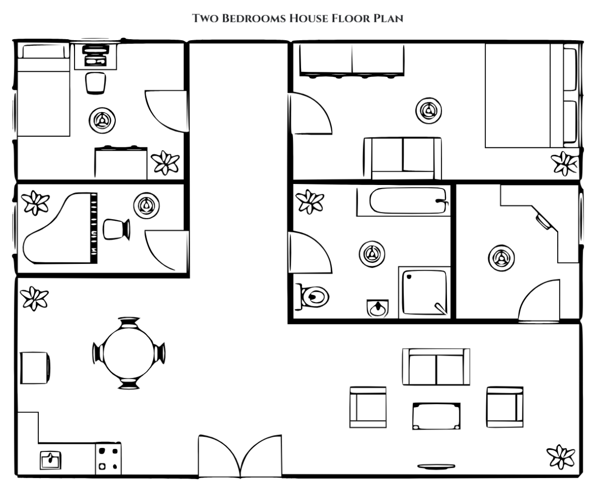 Free Two Bedrooms House Floor Plan Template to Edit Online Free Two Bedrooms House Floor Plan Template to Edit Online