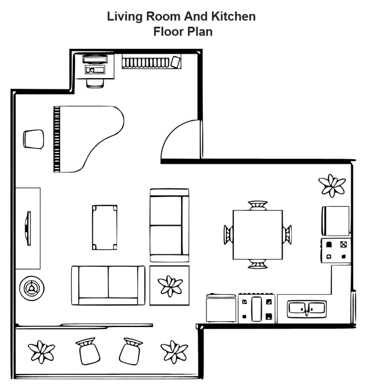 Free Living Room And Kitchen Floor Plan Template to Edit Online