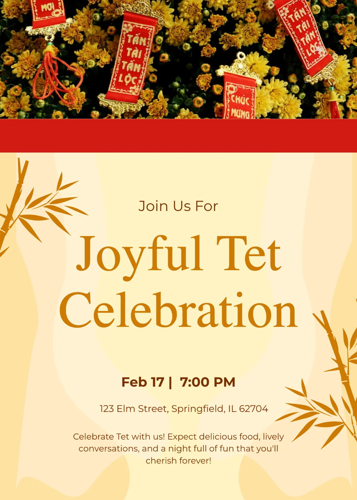 Free Creative Tet Invitation Template to Edit Online