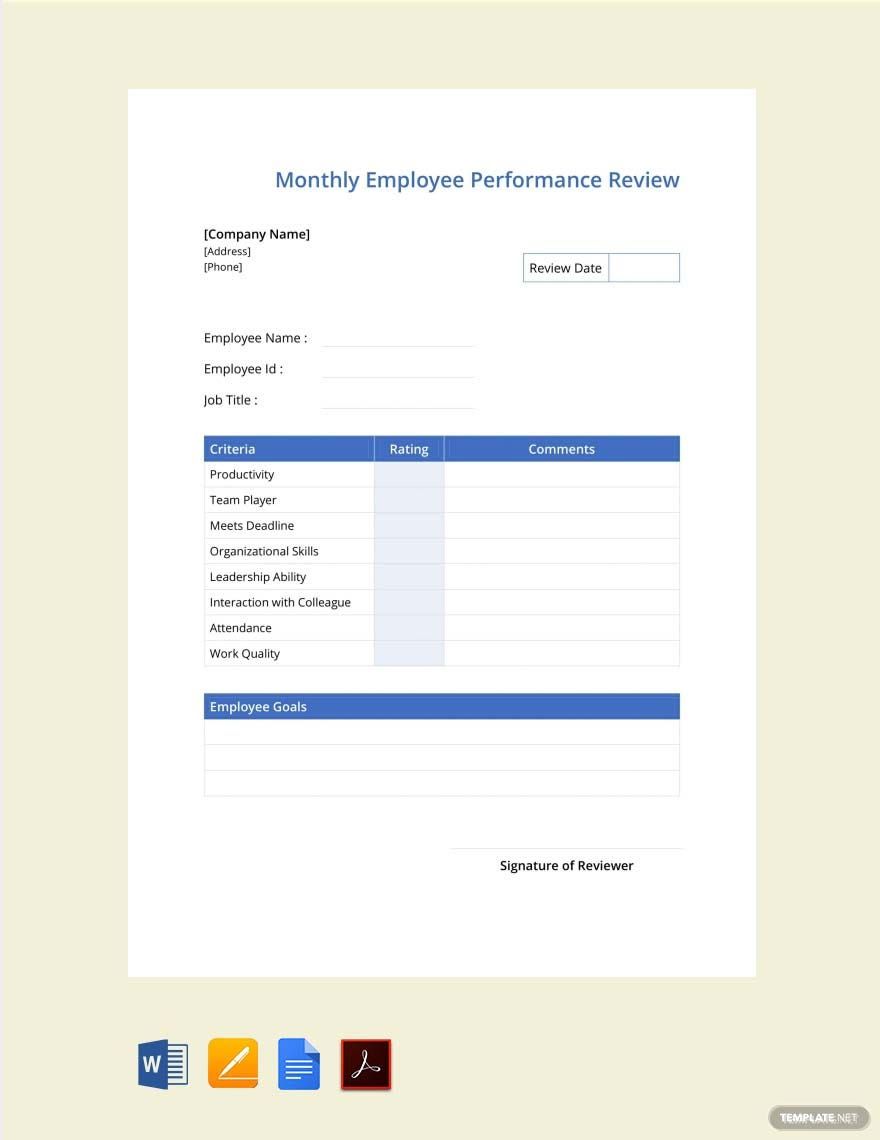Monthly Employee Review Template