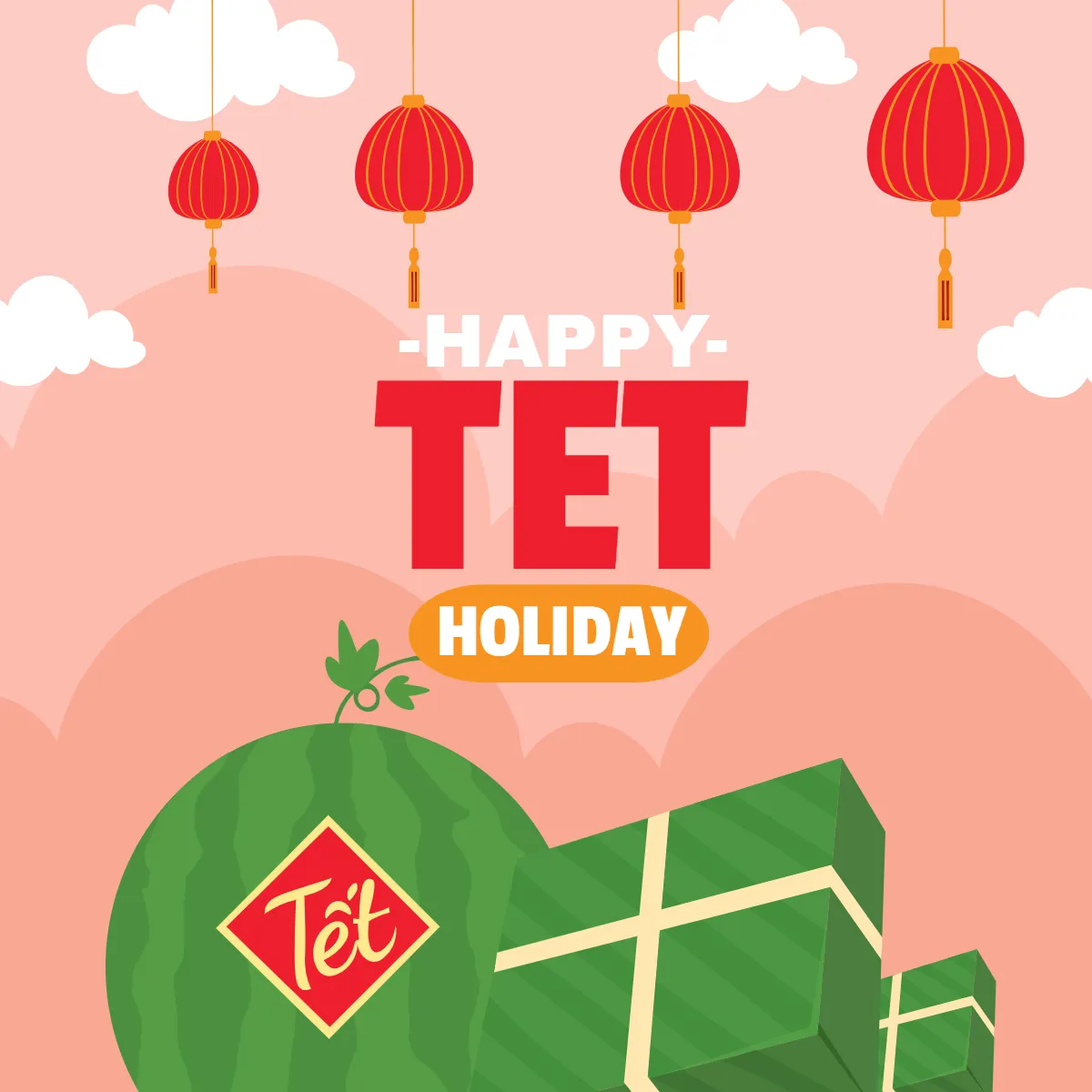 Free Tet New Year Day Flat Clip Arts Template to Edit Online