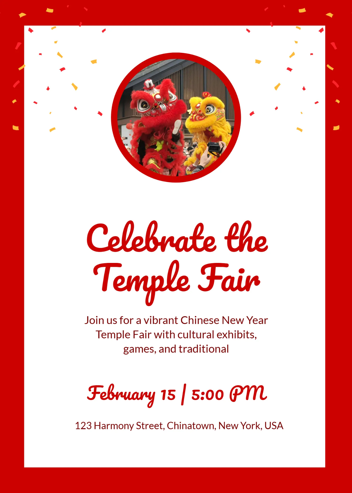 Free Chinese New Year Temple Fair Invitation Template to Edit Online Free Chinese New Year Temple Fair Invitation Template to Edit Online