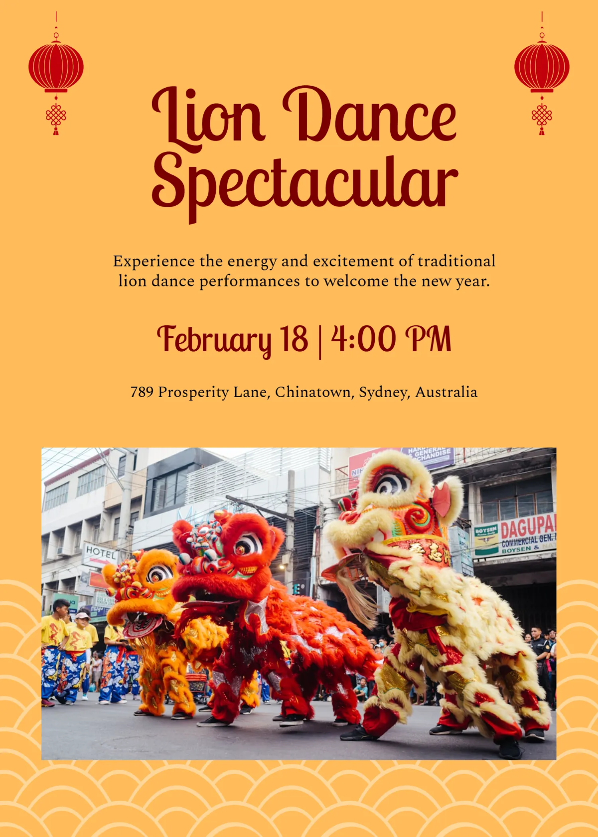Free Chinese New Year Lion Dance Performance Invitation Template to Edit Online Free Chinese New Year Lion Dance Performance Invitation Template to Edit Online