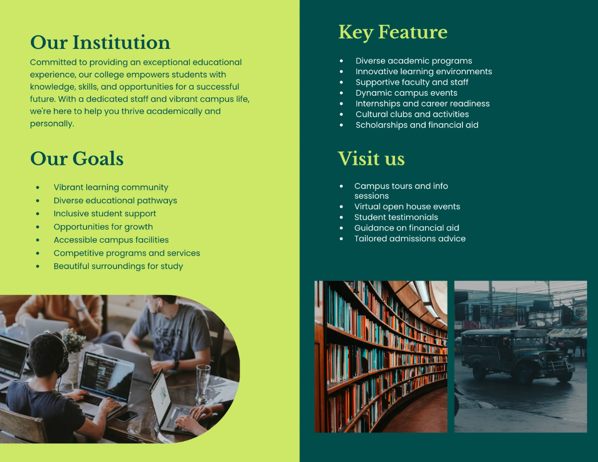 Free Simple Bi-Fold College Information Brochure Template to Edit Online