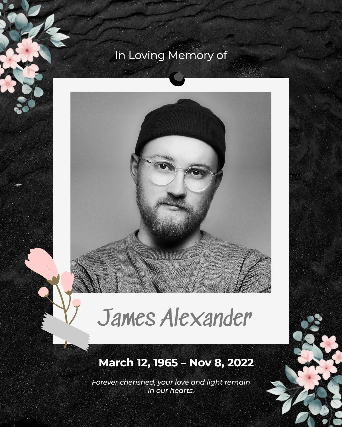 Free In loving Memory Social Media Polaroid Template to Edit Online
