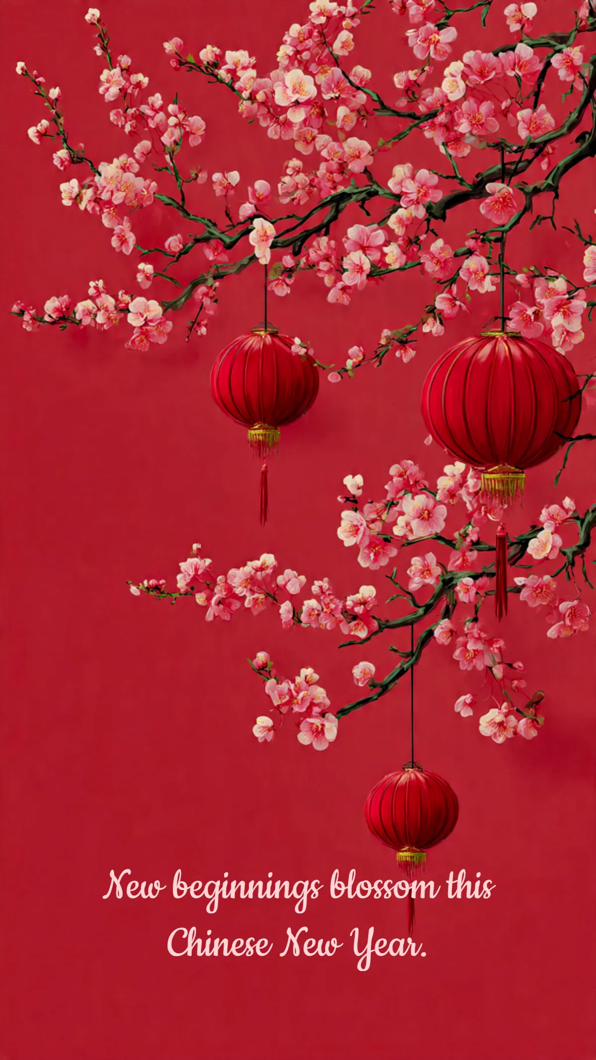 Chinese New Year Cherry Blossom Wallpaper Template