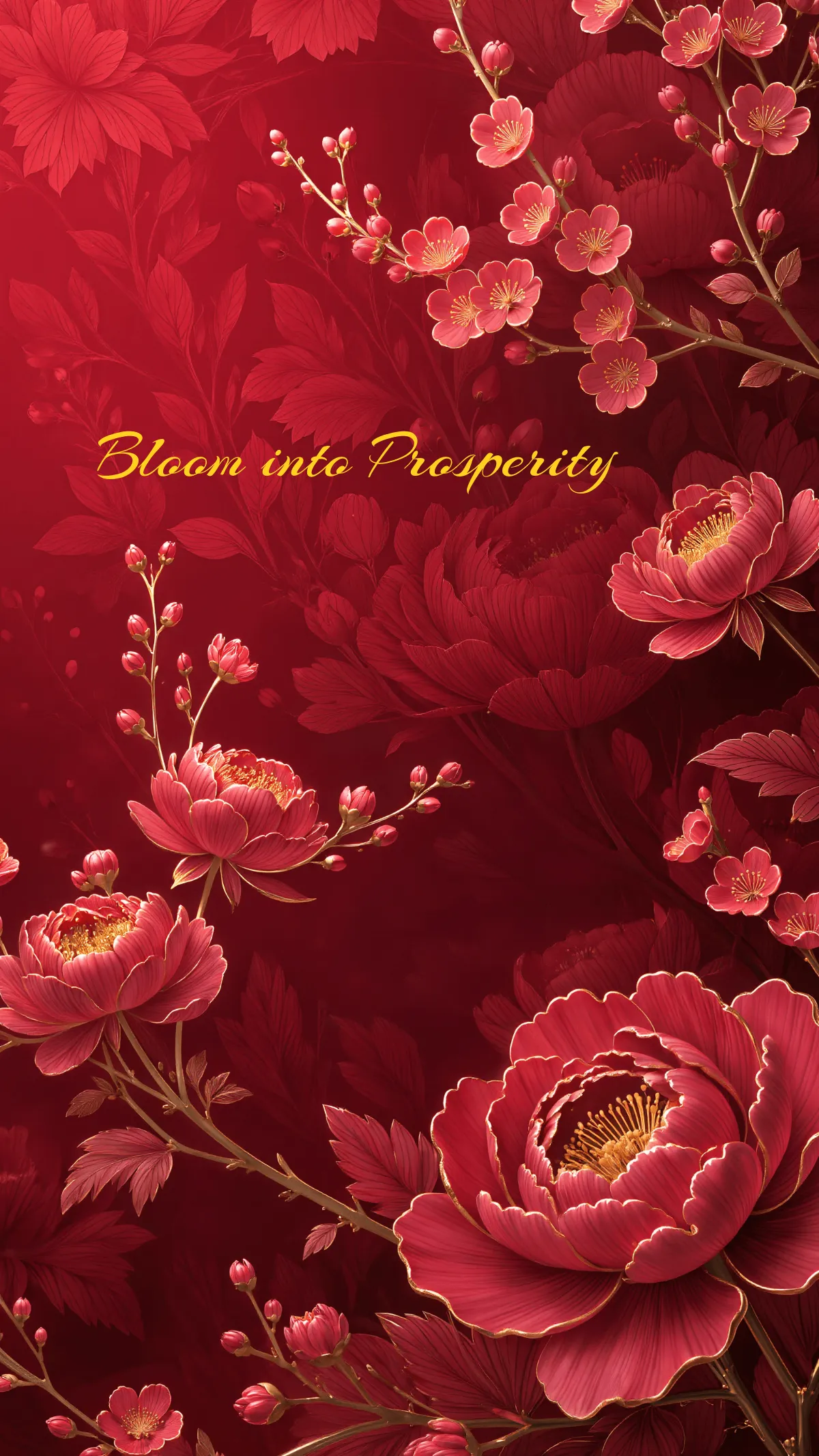 Free Floral Chinese New Year Wallpaper Template to Edit Online