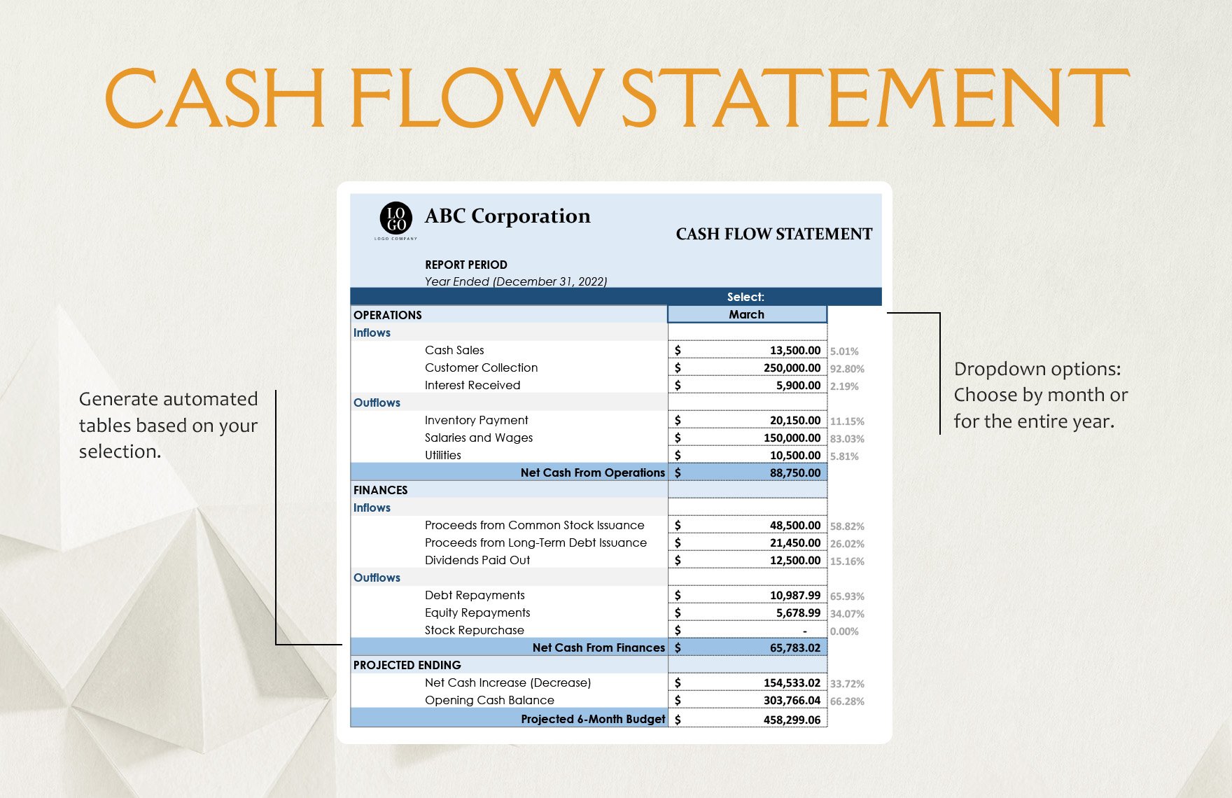 Cash Flow Statement Template