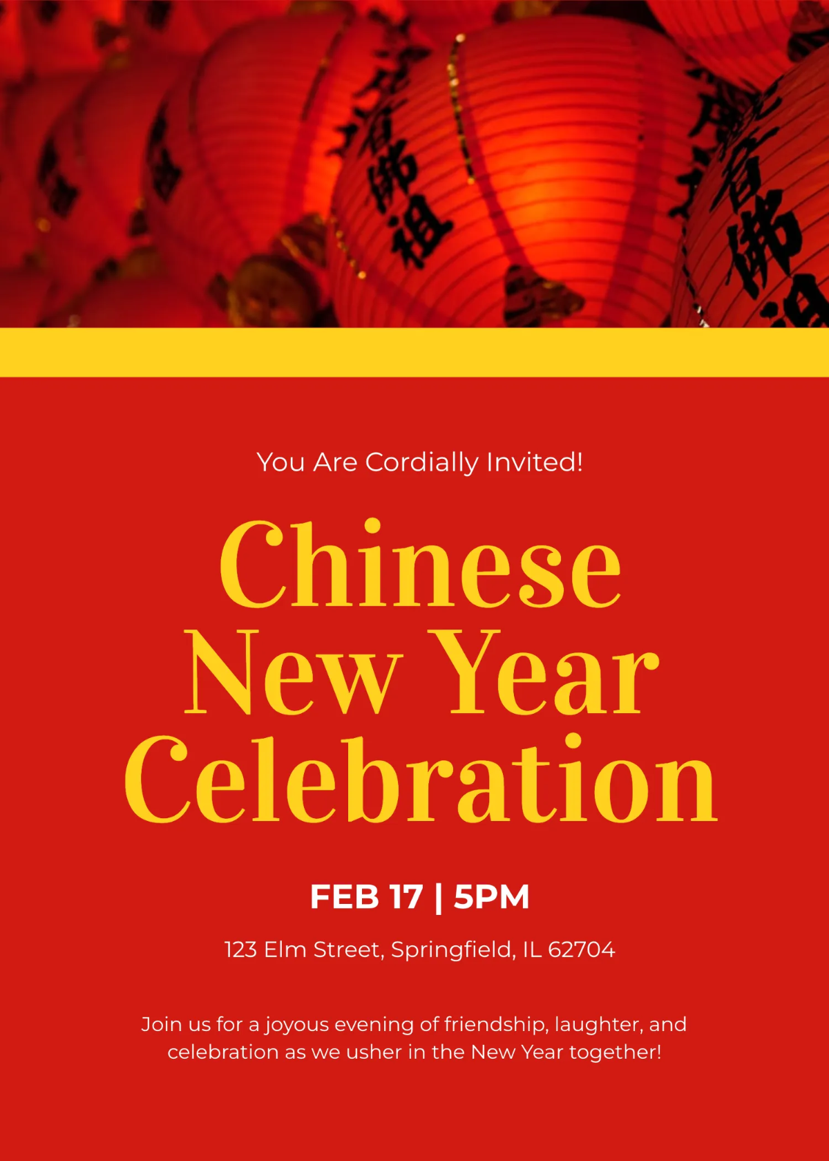 Free Chinese New Year Friends Get-Together Invitation Template to Edit Online